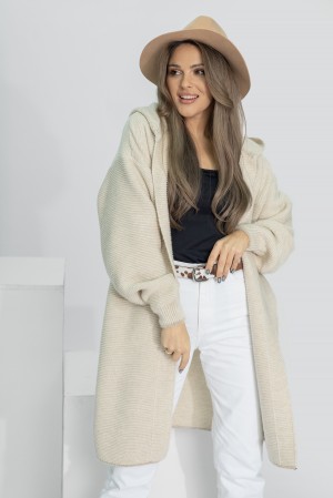 Kardigan oversize z kapturem stylizacja damska