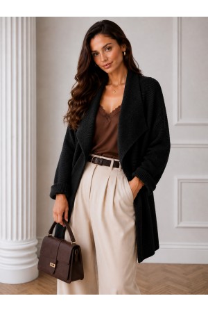 Modny czarny kardigan damski do eleganckich stylizacji